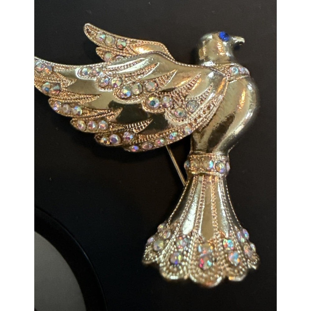 Vintage aurora borealis Rhinestone Bird Brooch